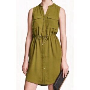 H&M‎ olive green sleeveless shirt dress size 6